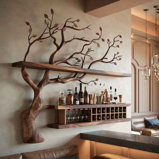 Wall Mounted Wood Tree Wine Rack