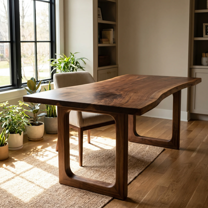 Modern Walnut Live Edge Wood Desk