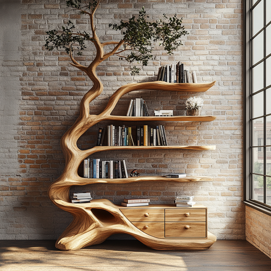 Hardwood Tree Shaped Bookshelf