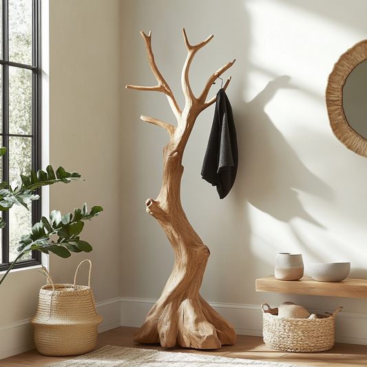 Freestanding Solid Wood Tree Coat Rack