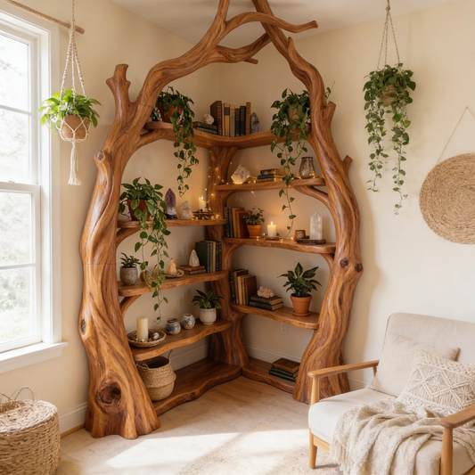 Solid Wood Corner Tree Bookshelf