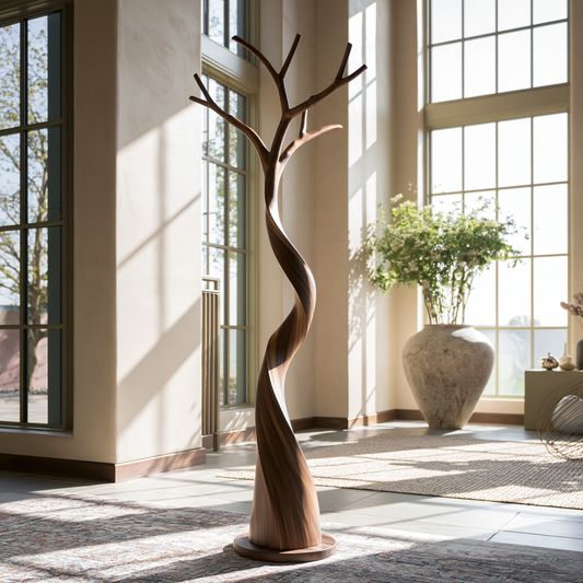 Artisanal Solid Wood Tree Coat Rack