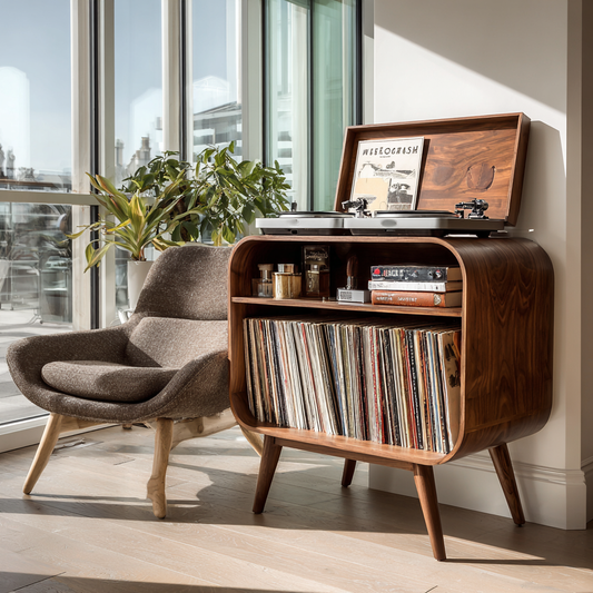 Rustic Solid Wood Record Player Stand