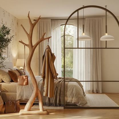 Freestanding Tree Coat Rack Solid Wood