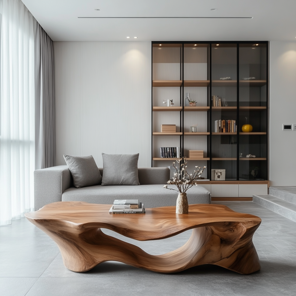 Handmade Sculptural Solid Wood Coffee Table