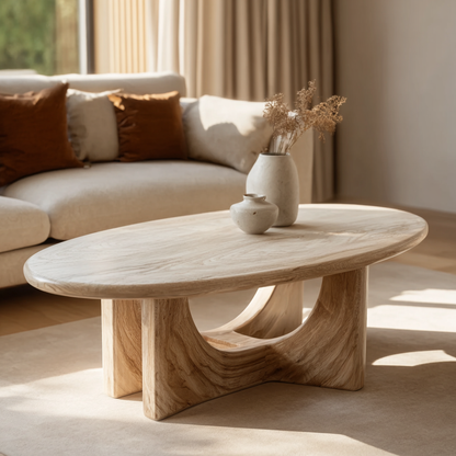 Modern Solid Wood Oval Coffee Table