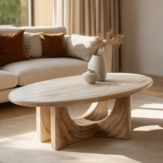 Modern Solid Wood Oval Coffee Table