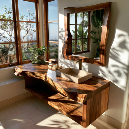 Rustic Solid Wood Bathroom Vanity Cabinet