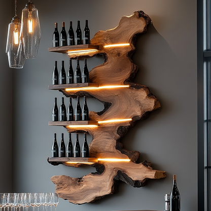 Handmade Solid Wood Live Edge Wine Rack
