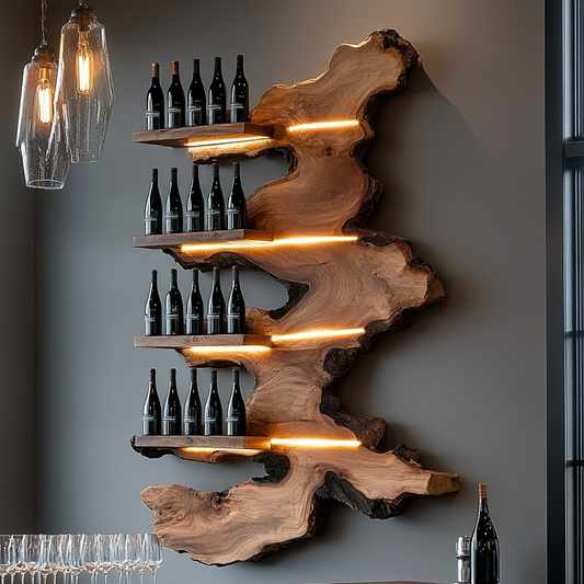 Handmade Solid Wood Live Edge Wine Rack