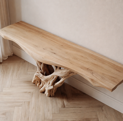 Solid Wood Tree Root Console Table