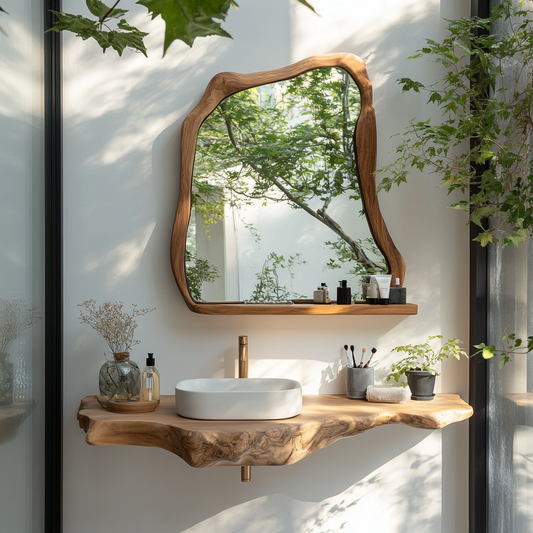 Floating Live Edge Solid Wood Vanity