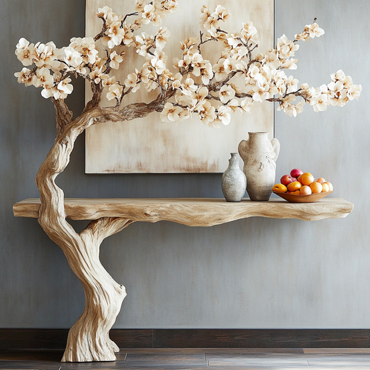 Artistic Wood Tree Shape Console Table