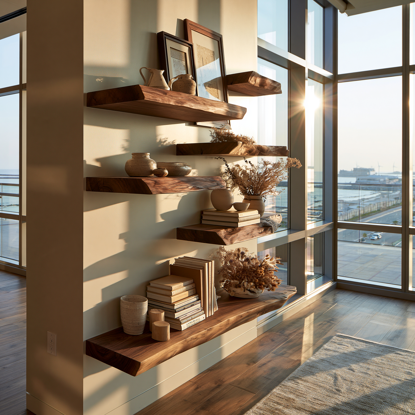Farmhouse Solid Wood Live Edge Floating Shelf