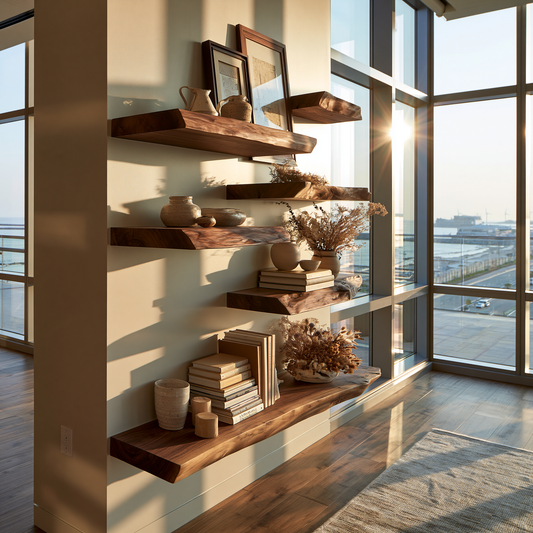 Farmhouse Solid Wood Live Edge Floating Shelf