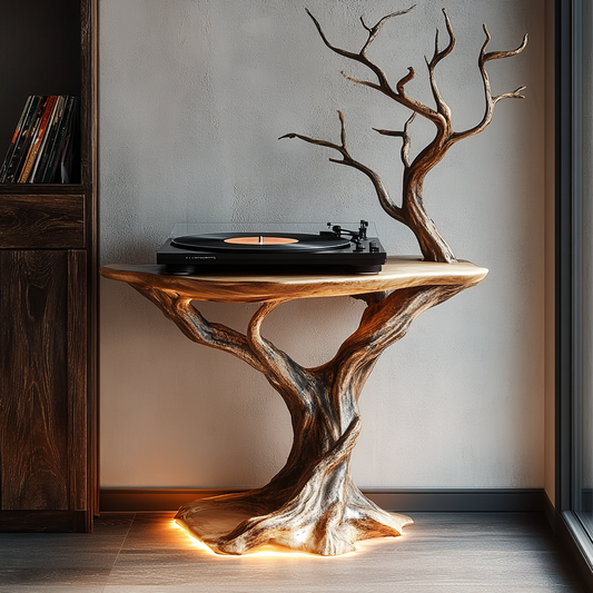 Organic Modern Sculptural Record Player Stand