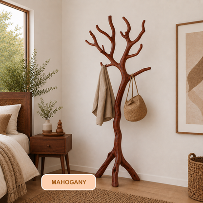 Rustic Wood Tree Coat Rack Stand