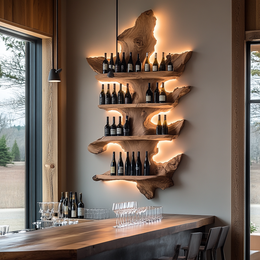 Wall Mounted Live Edge Wine Rack