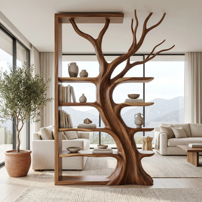 Solid Wood Bookcase Room Divider