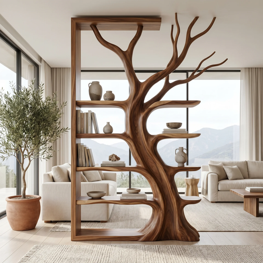 Solid Wood Bookcase Room Divider