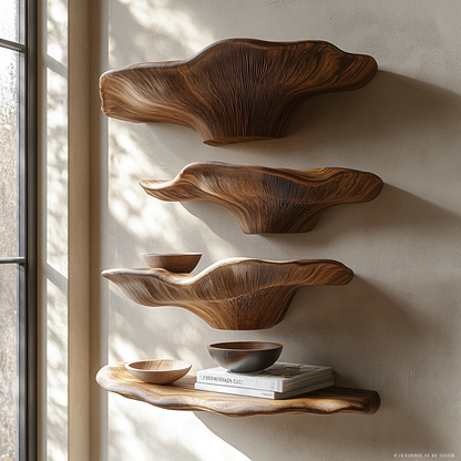 Organic Solid Wood Fungi Floating Shelves