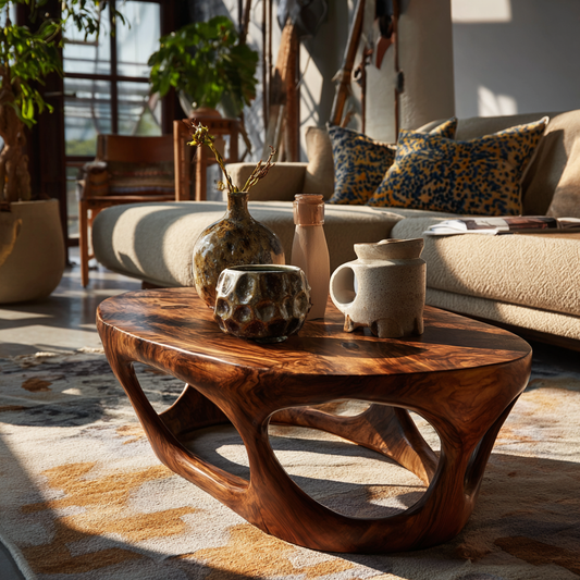 Biophilic Modern Sculptural Wood Coffee Table