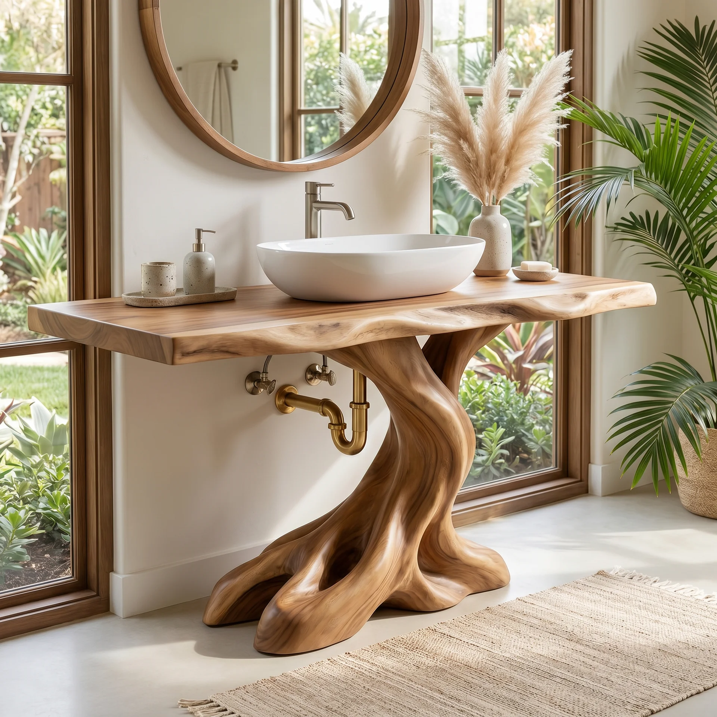 Rustic Solid Wood Live Edge Bathroom Vanity