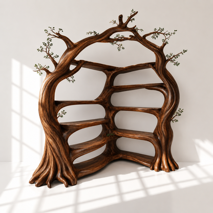 Solid Wood Tree Shaped Display Bookshelf