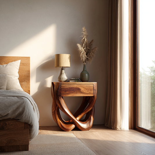 Organic Modern Wood Minimalist Nightstand