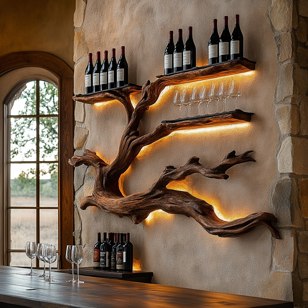 Wall Mounted Tree Wood Wine Rack