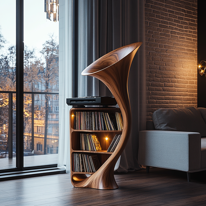 Modern Sculptural Record Player Stand