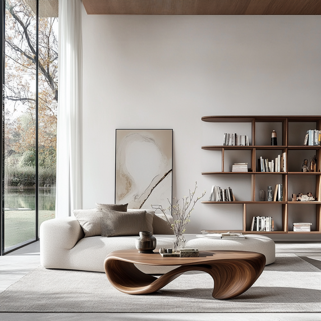 Organic Modern Sculptural Wood Coffee Table