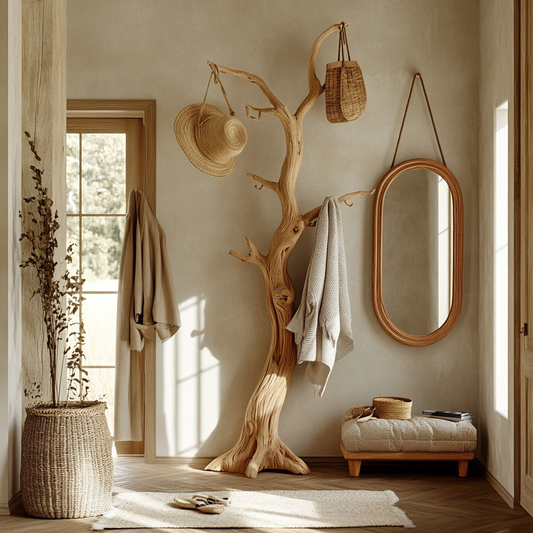 Rustic Solid Wood Tree Coat Stand