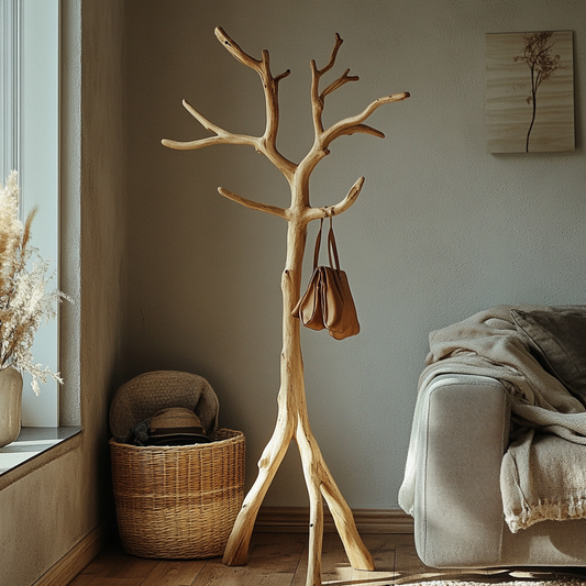 Farmhouse Solid Wood Tree Coat Rack