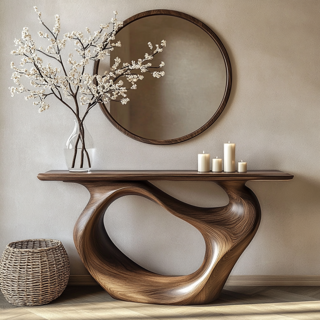 Organic Modern Solid Wood Console Table