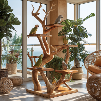 Multi-Level Tree Branch Bird Play Stand