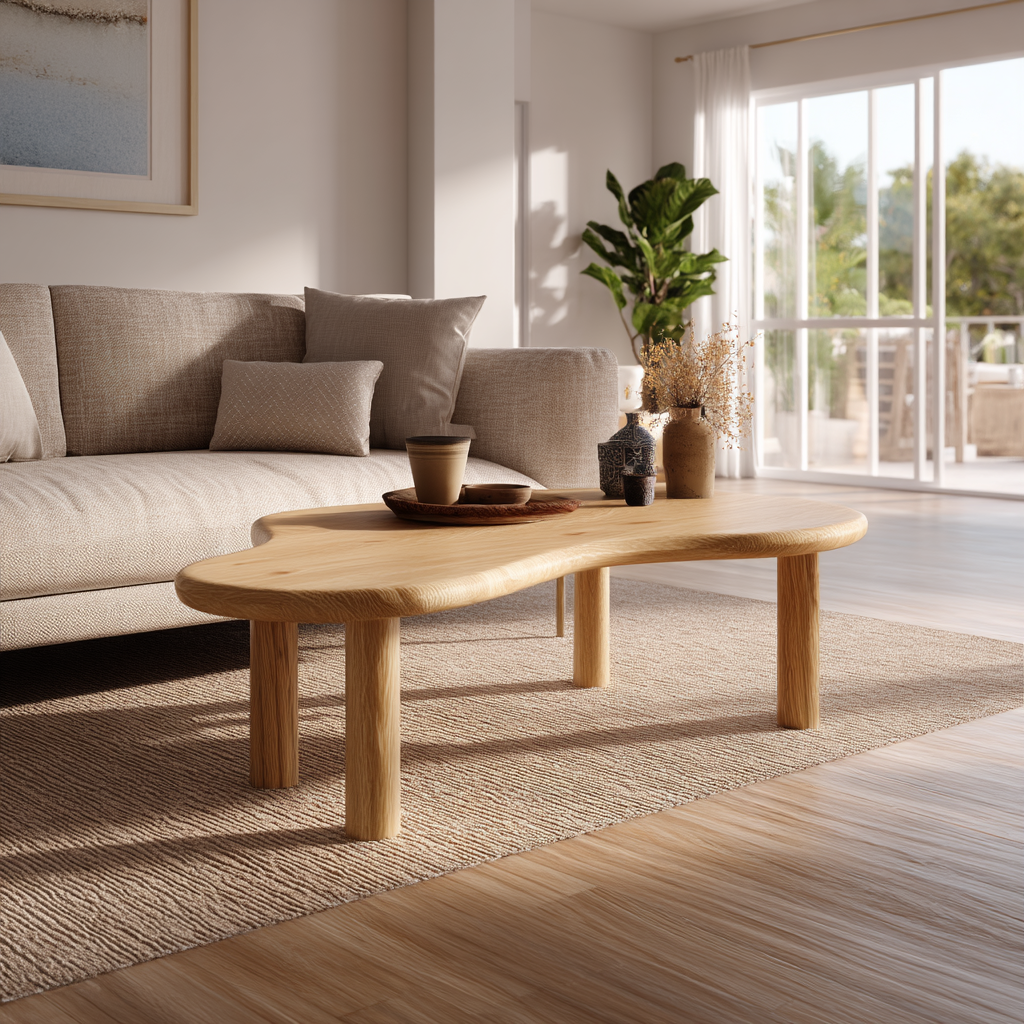 Solid Red Oak Organic Coffee Table