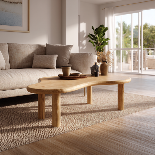 Solid Red Oak Organic Coffee Table