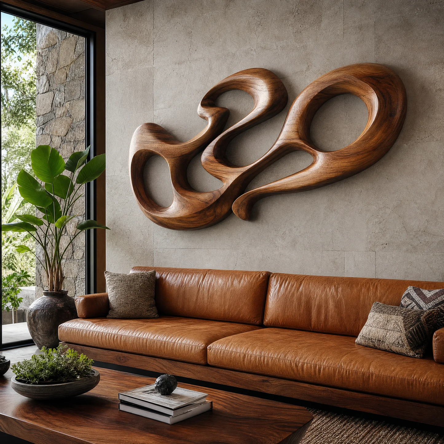Organic Modern Abstract Wood Wall Sculpture