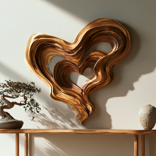 Abstract Wooden Heart Wall Art Sculpture