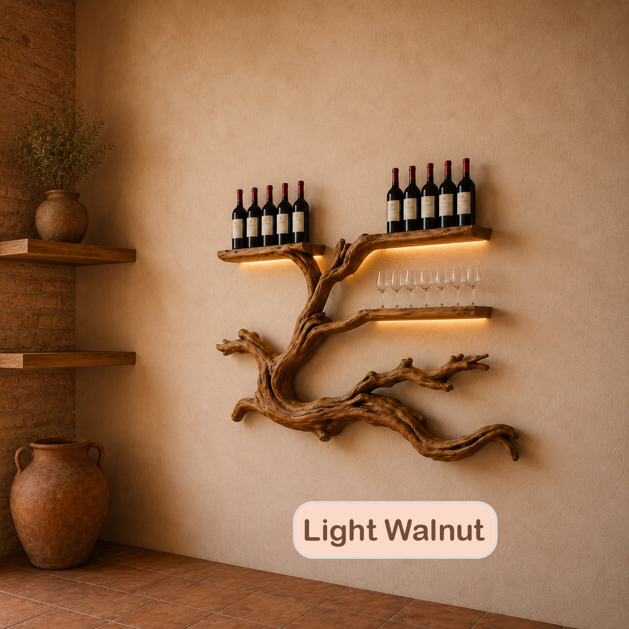 Wall Mounted Tree Wood Wine Rack