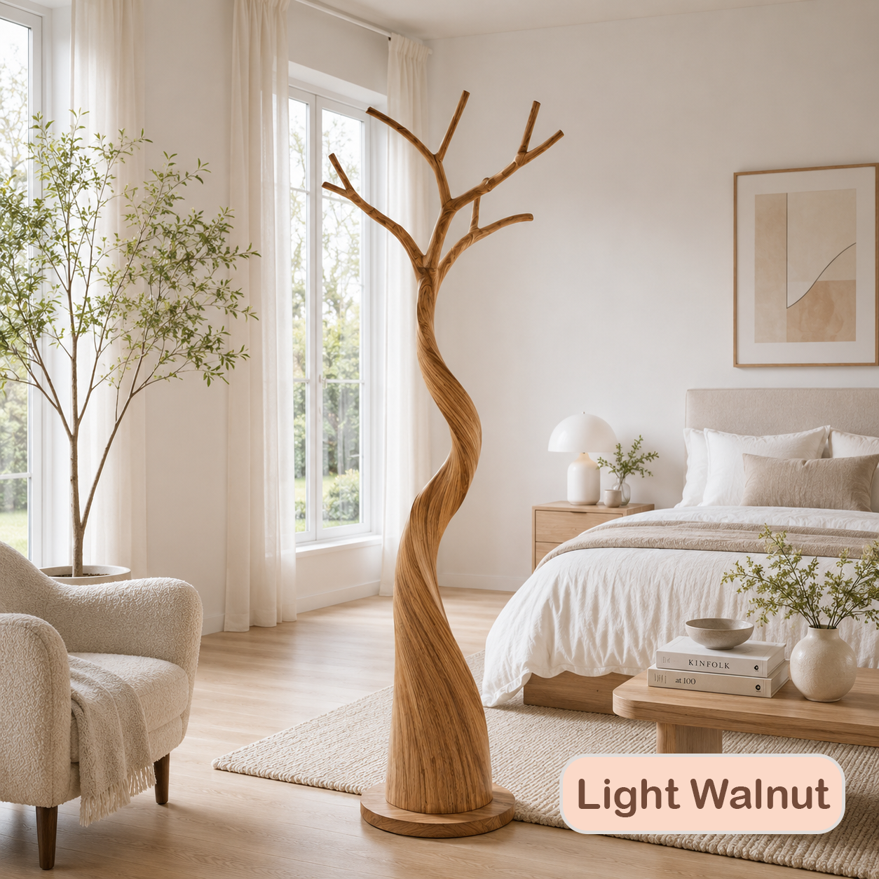 Artisanal Solid Wood Tree Coat Rack