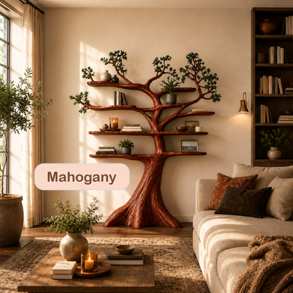 Wall Mounted Rustic Tree Bookshelf