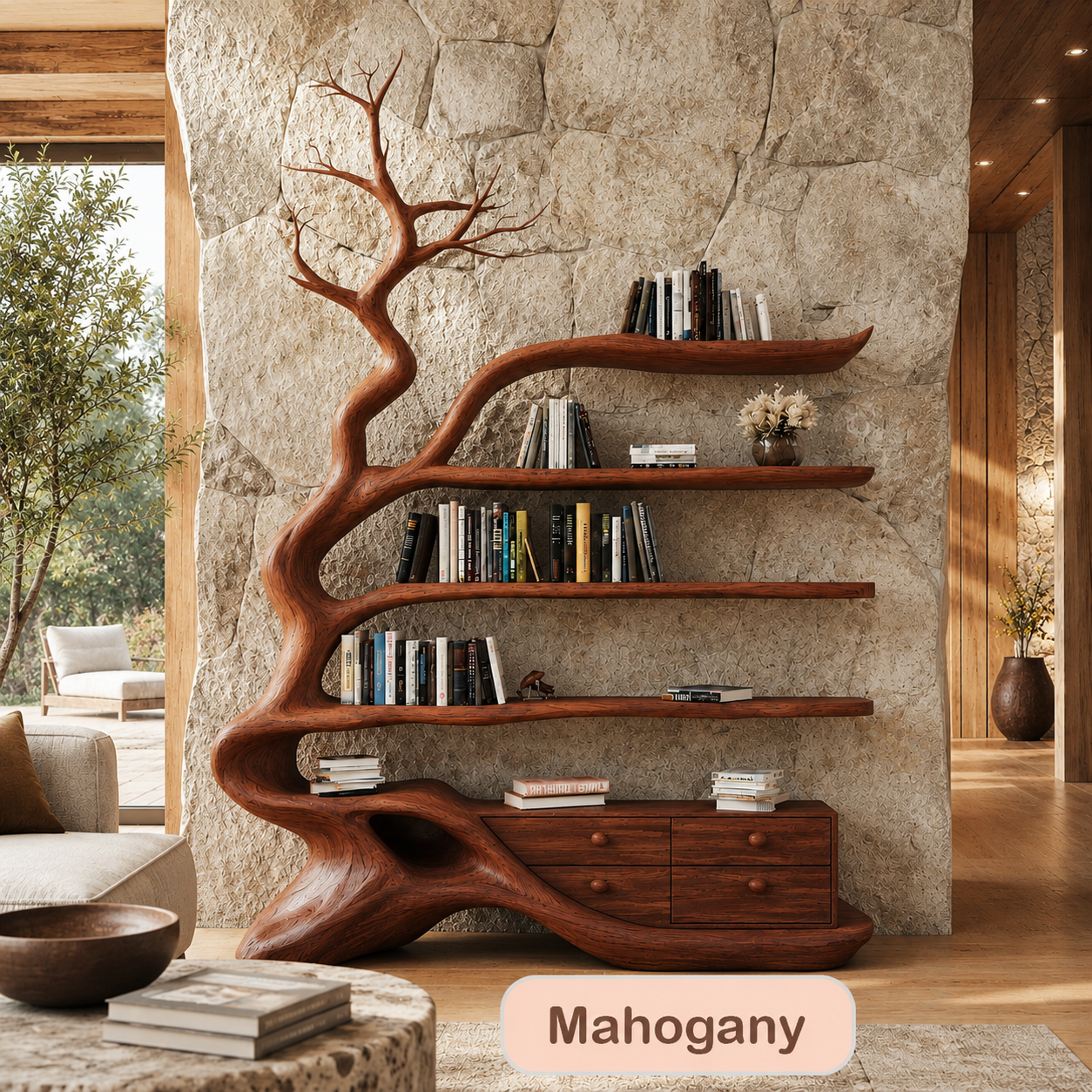 Hardwood Tree Shaped Bookshelf