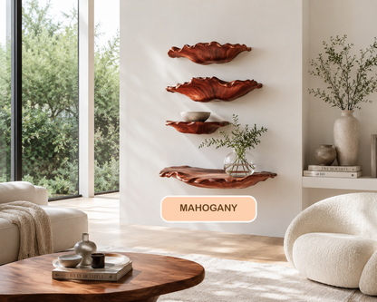 Rustic Solid Wood Mushroom Floating Shelves