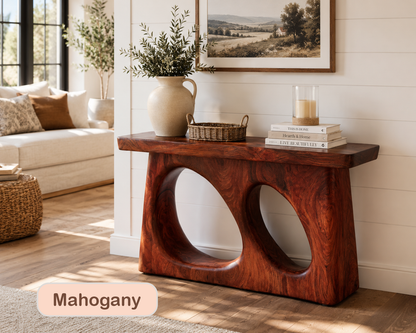 Modern Solid Wood Sculptural Console Table