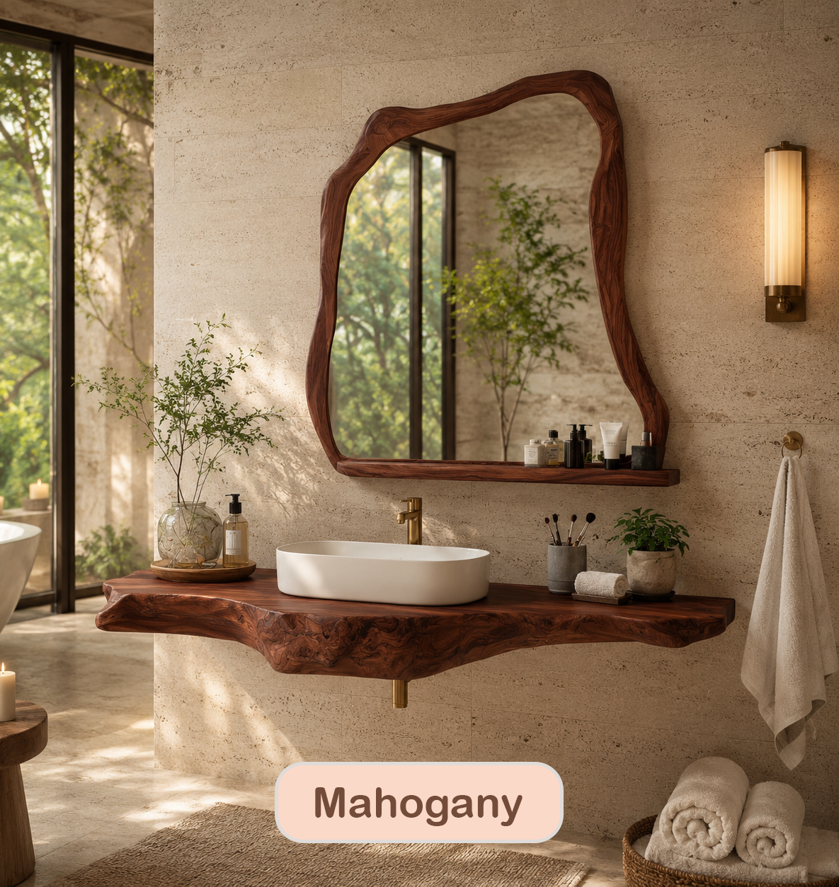 Floating Live Edge Solid Wood Vanity