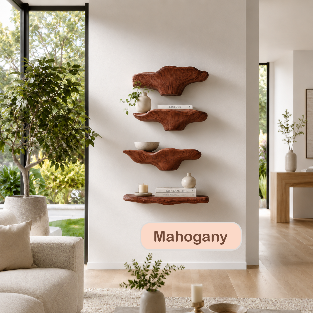 Organic Solid Wood Fungi Floating Shelves