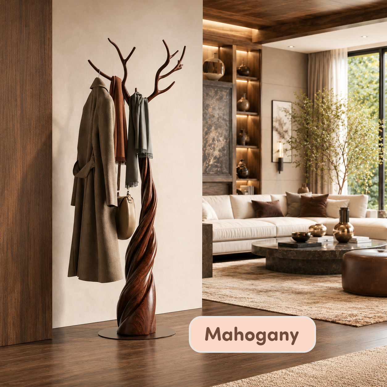 Modern Solid Wood Tree Coat Rack