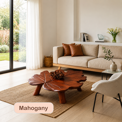 Solid Wood Leaf Shaped Coffee Table